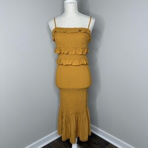 ANTONIO MELANI Mustard Ruffle Skirt Set